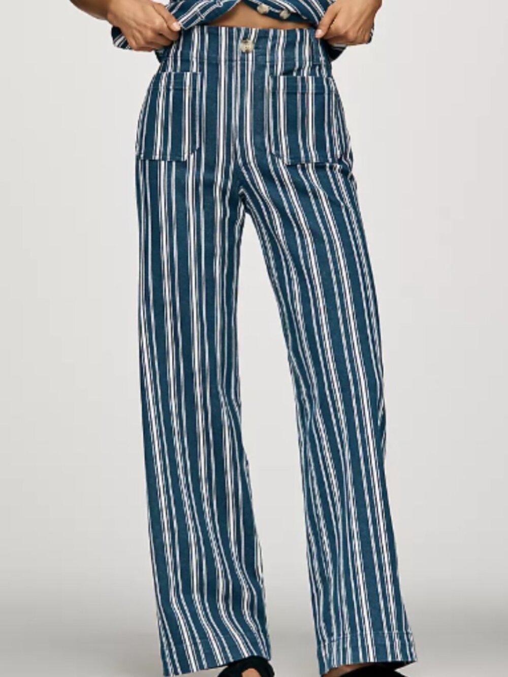 Maeve Colette Blue Striped Full Length Wide Leg Pants Size 27